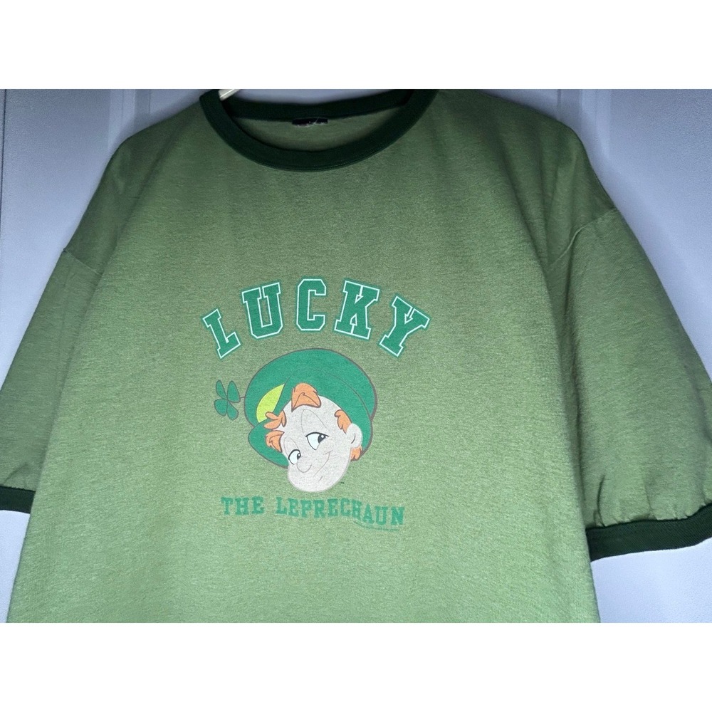 Vintage Y2k 2005 Lucky Charms Cereal "Lucky The Leprechaun" Promo Ringer T-Shirt